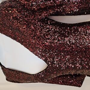 Sequin V-Neck Dress - Burgundy EXPRESS SIZE 0